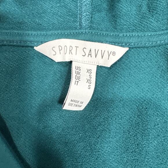 Sport Savvy French Terry Short Sleeve Hooded Pullover Sweatshirt Top XS A516233 - Picture 3 of 11